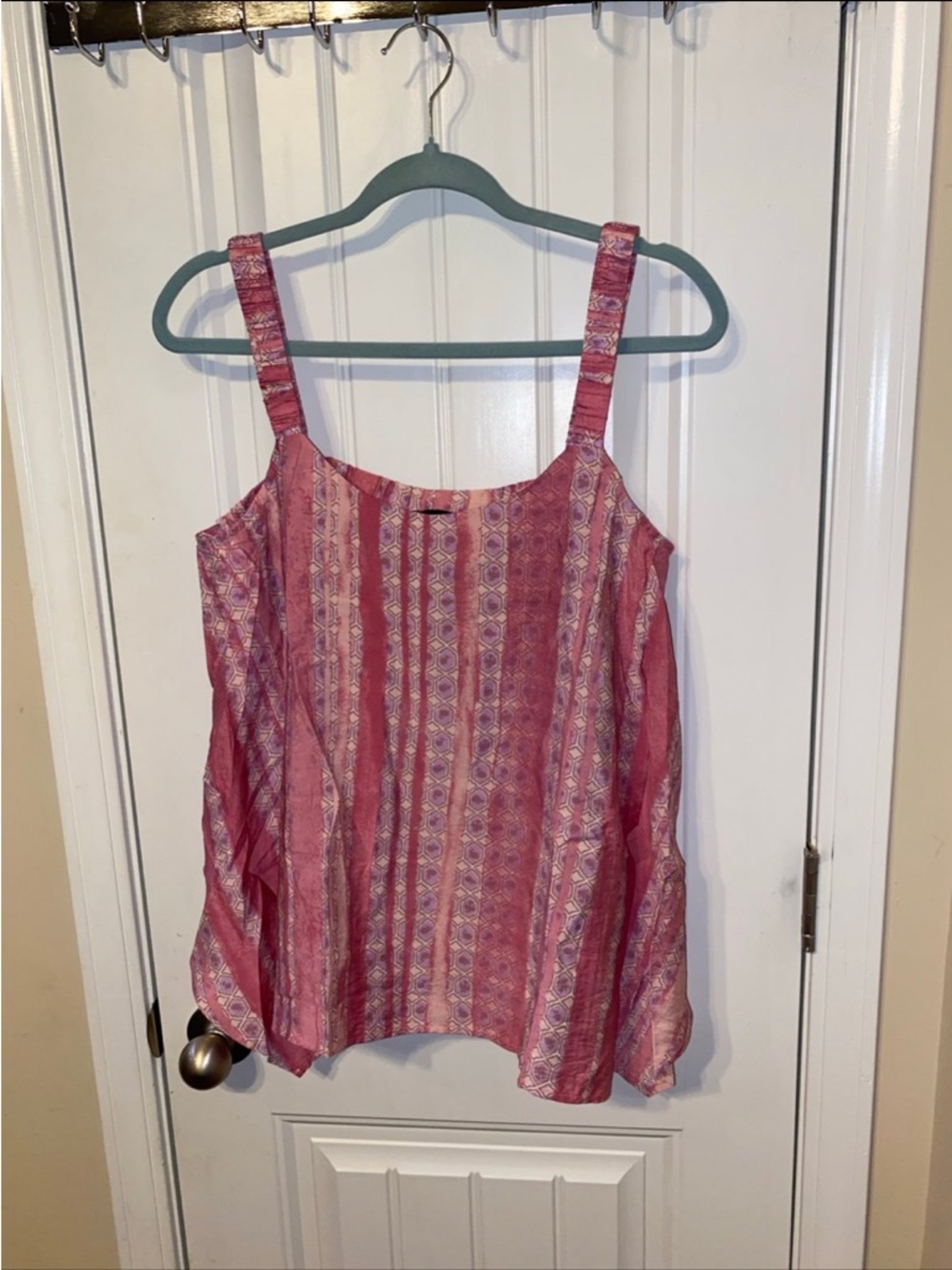 Lumiere Pink Striped & Geometric Print Camisole